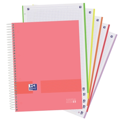 Cuaderno espiral A5+ 90grs. 120h. 5x5 EBK 4 Colores pastel LIVE & GO Oxford