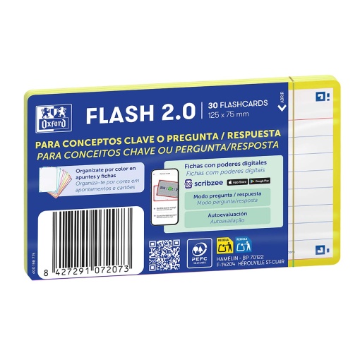 FLASHCARDS RAYADAS 2.0 75X125 30F AMARILLO OXFORD