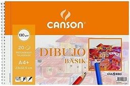 [400110485] Bloc microperforado espiral dibujo basik A4+ recuadro 20h 130g Canson 20% gratis