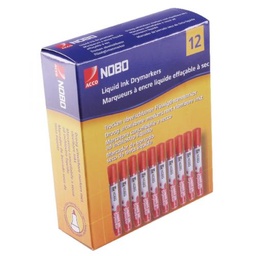 [9011074] Rotulador pizarra blanca tinta liquida Nobo rojo caja 12u.