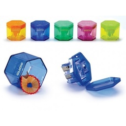 Sacapuntas c/depósito 3 orificios colores surtidos