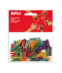 [13479] B. Mini pinzas madera color 25x3mm 45u