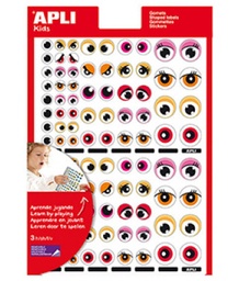 [13855] Bolsa 3 hojas gomets ojos rosa/naranja