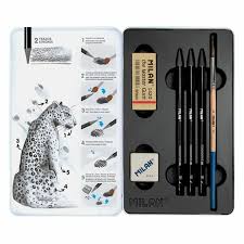 Caja metálica 3 lápices grafito acuarelable Milan