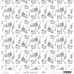 Acetato decorado instrumentos 12x12"