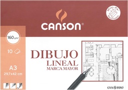 [200408991] Pack 10 láminas dibujo lineal marca mayor A3 10h 160g Canson