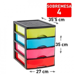 Cajonera sobremesa 4 cajones negrocolor