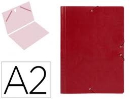 Carpeta A2 sencilla gomas cartón gofrado rojo