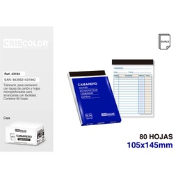 [43194] Talonario Camarero Duplicado 40 juegos 105x145mm - CRISCOLOR