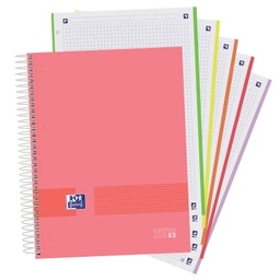 [100430568] Cuaderno espiral A5+ 90grs. 120h. 5x5 EBK 4 Colores pastel LIVE & GO Oxford