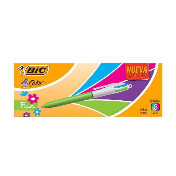 Bolígrafo Bic 4 colores pastel fashion 1mm. C/12 u