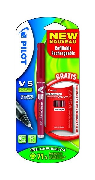 Blisster bolígrafo v5 recargable rojo