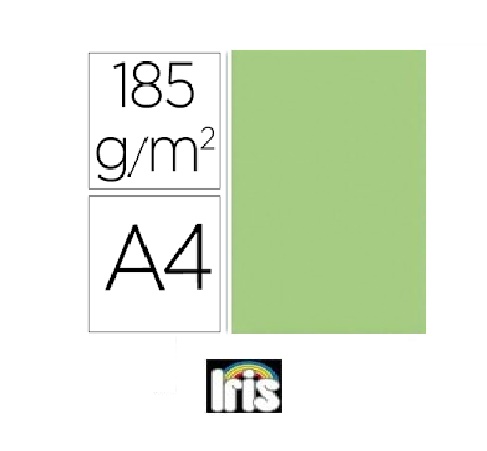 Cartulina pack 50 hojas A4 verde nº27 de 185grs.