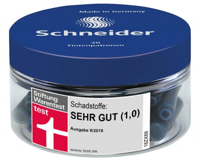 Tinta para pluma azul schneider caja 30 cartuchos