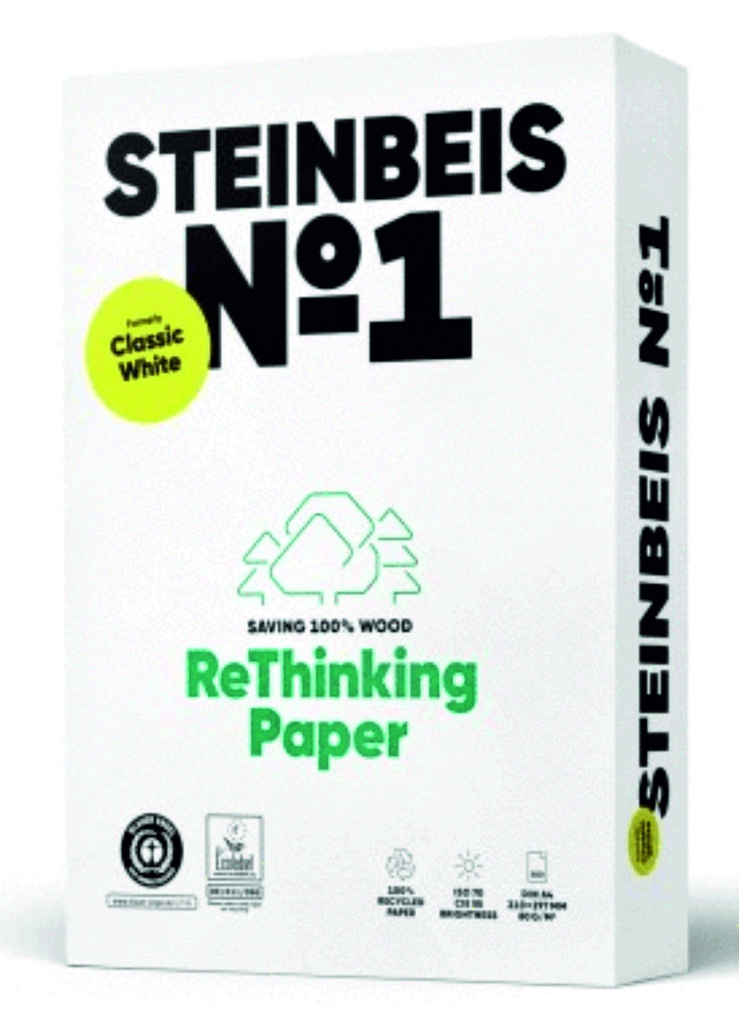 Paq 500 hojas DIN A4 reciclado 80 gr STEINBEIS Nº1 1