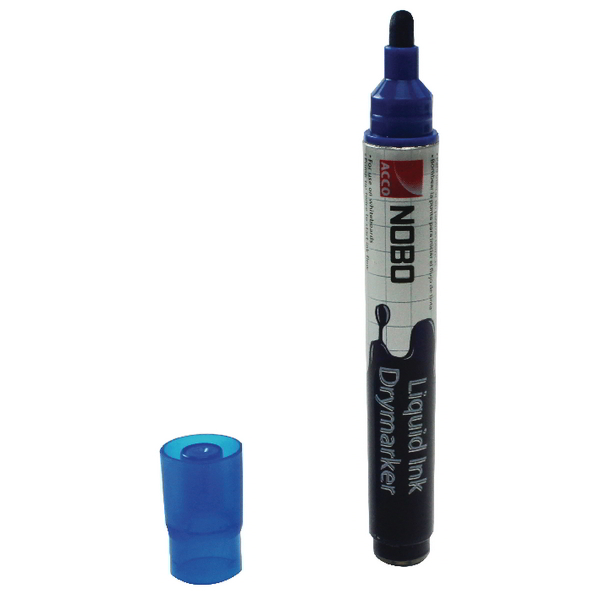 Rotulador pizarra blanca tinta liquida Azul Nobo caja 12u.