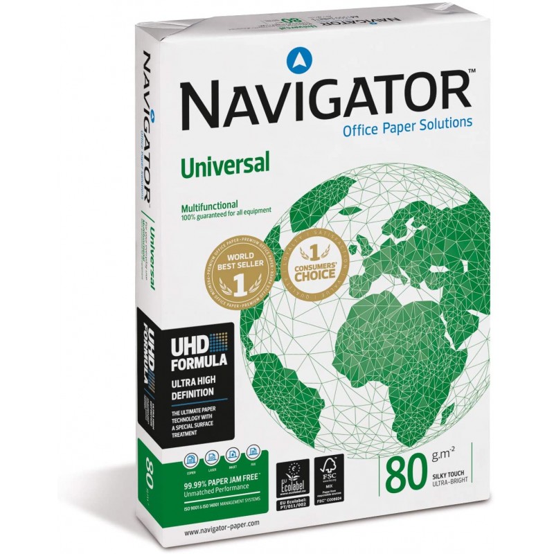 PAPEL DIN A4 NAVIGATOR-80gr PAQUETE 500 HOJAS