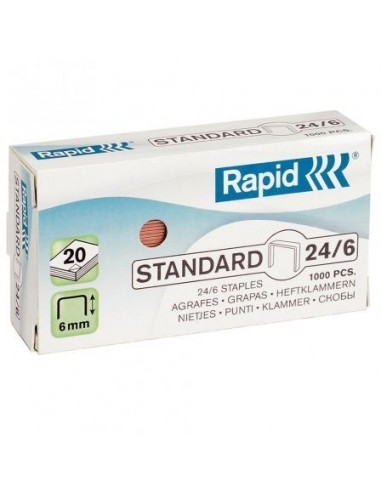 Grapas Rapid 24/6 mm. Caja 1000 Standard cobreada