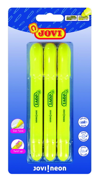 Blíster 3 marcadores gel amarillo jovi