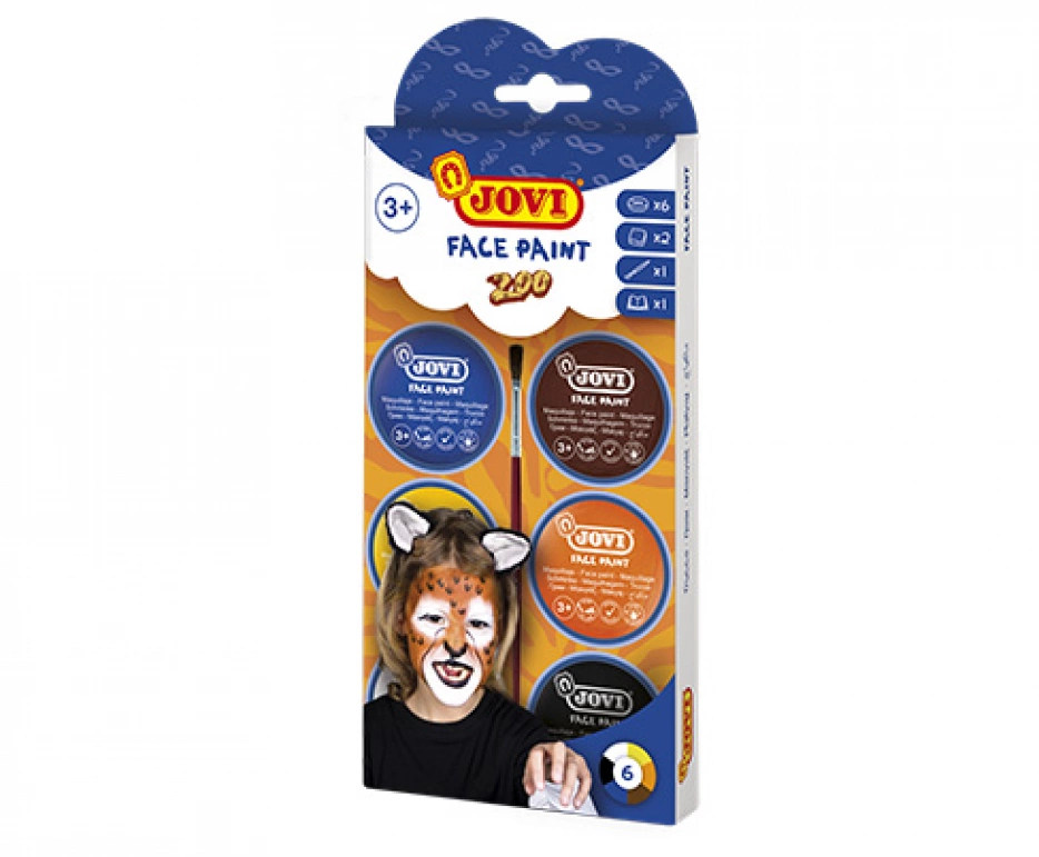 Face paint zoo 6 botes 8ml surtido+accesorios jovi