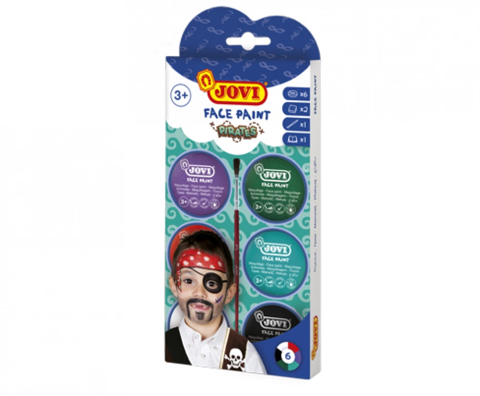 Face paint pirates 6 botes 8ml surtido+accesorios jovi