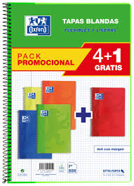 Cuad. Espiral oxford classic Fº 80h 4x4 pack 4 +1