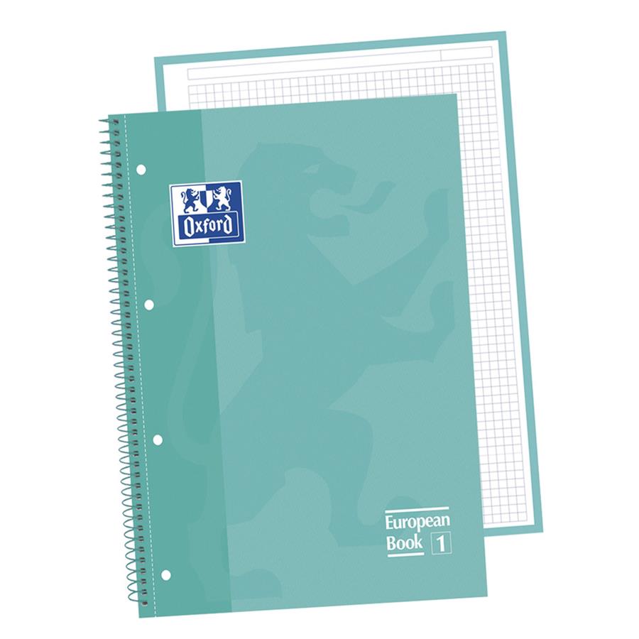 Cuaderno espiral microperforado A4+ 5x5 90grs. 80h. Verde te Oxford