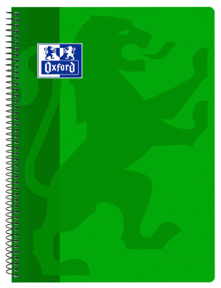 Cuaderno espiral Fº 4x4 80h 90g tapa PP verde Oxford