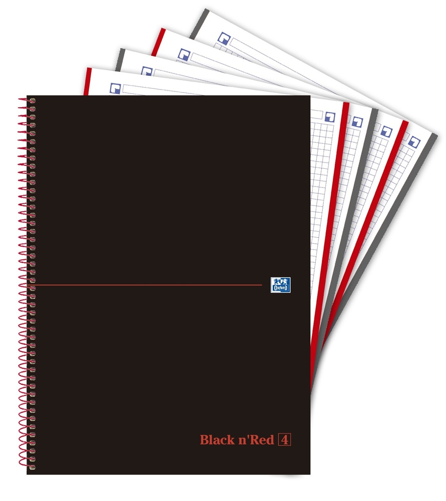 Cuaderno espiral TED Oxford Black'n'Red EB4 A4 120H 5x5