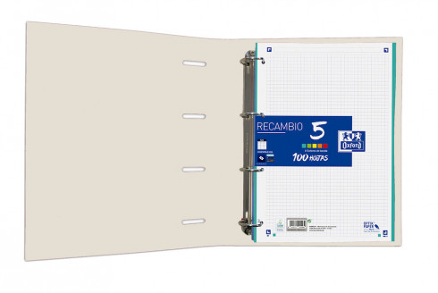 Carpeta 4 anillas te blanco +recambio 5c vivos A4+ 100h 5x5