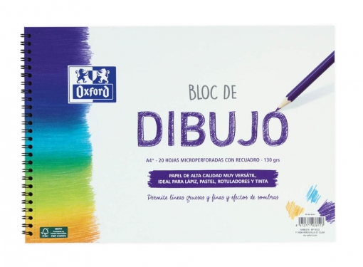Bloc de dibujo Oxford A4+ 20h. Recuadro 130g.