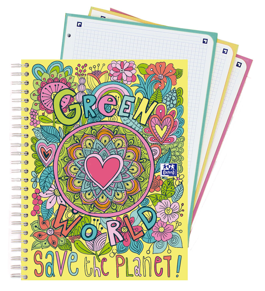 Cuaderno Espiral "twist and colour" A4+ 5x5 90g 120h Oxford portada mandalas intercambiables