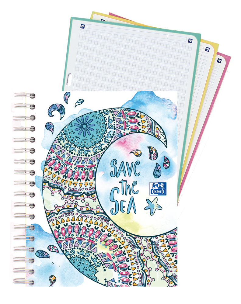 Cuaderno Espiral "twist and colour" A5 5x5 90g 120h Oxford portada mandalas intercambiables