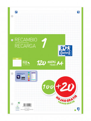 Recambio oxford classic A4 verde 5x5 120h 90g