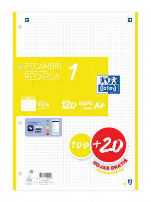 Recambio Oxford classic A4 amarillo 5x5 120h 90g