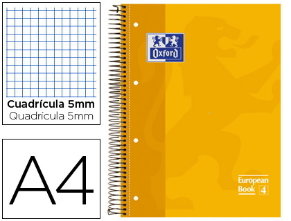 Cuaderno espiral microperforado A4+ 90grs. 80h. Amarillo Oxford