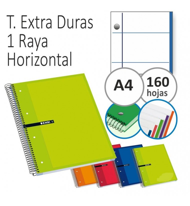 Cuaderno enri espiral A4 de 1 línea 160 hojas