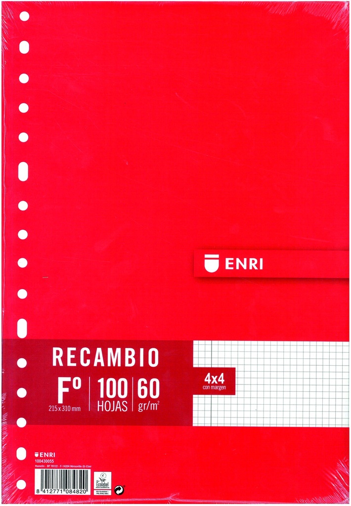 Recambio folio 4x4 c/m 60g 100h 16t enri