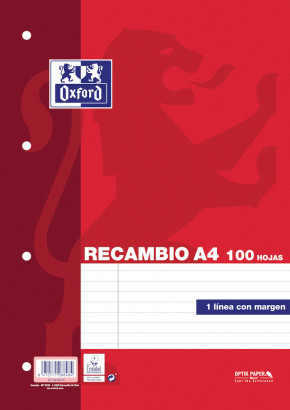 Recambio oxford classic A4 1 linea c/m 100h. 90g.