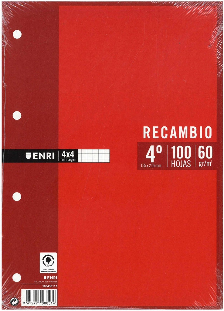 Recambio A5 4x4 c/m 100h 60gr enri