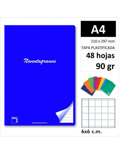 LIBRETA GRAPADA A4 90gr CUADRICULA 6X6