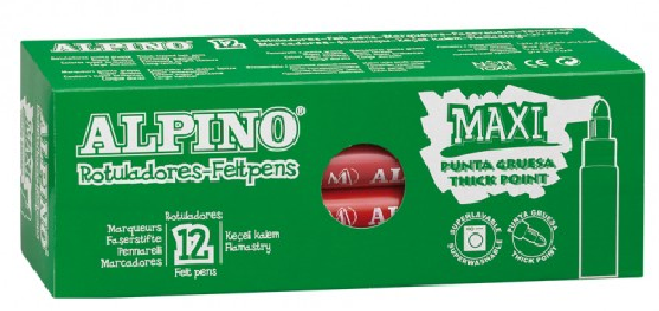 Rotuladores alpino maxi rojo Caja 12und.