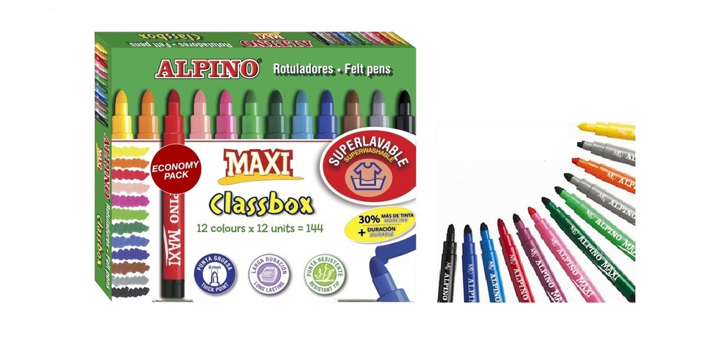 Alpino rotuladores maxi classbox 144unds.