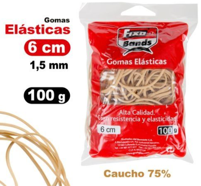 Bolsa 100g gomas elásticas 1.5mmx6cm Fixo