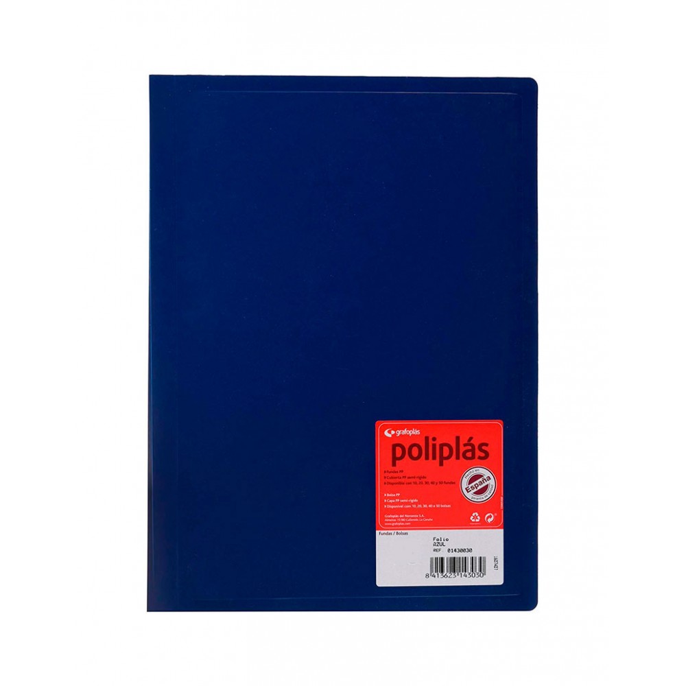 Carpeta fundas poliplas 50f azul A4