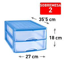 Cajonera sobremesa 2 cajones azul