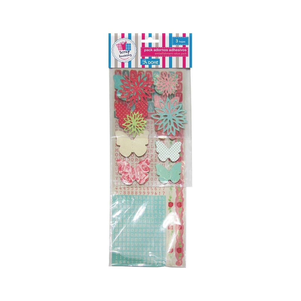 ADORNOS ADHESIVOS TOO CUTE Pack 3 hojas Scrapbooking