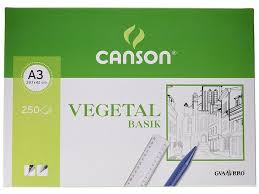 Láminas papel vegetal basik A3 95g Canson Caja de 250