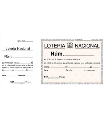 Talonario lotería nacional 1/3 apaisado Loan