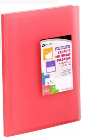 Carpeta 30 fundas tapa flexible A4 rojo Carchivo